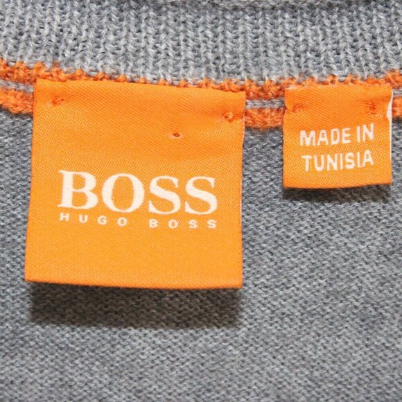 Hugo Boss Gray Long Sleeve Sweater V Neck Size Large Virgin Wool Blend - Picture 2 of 3